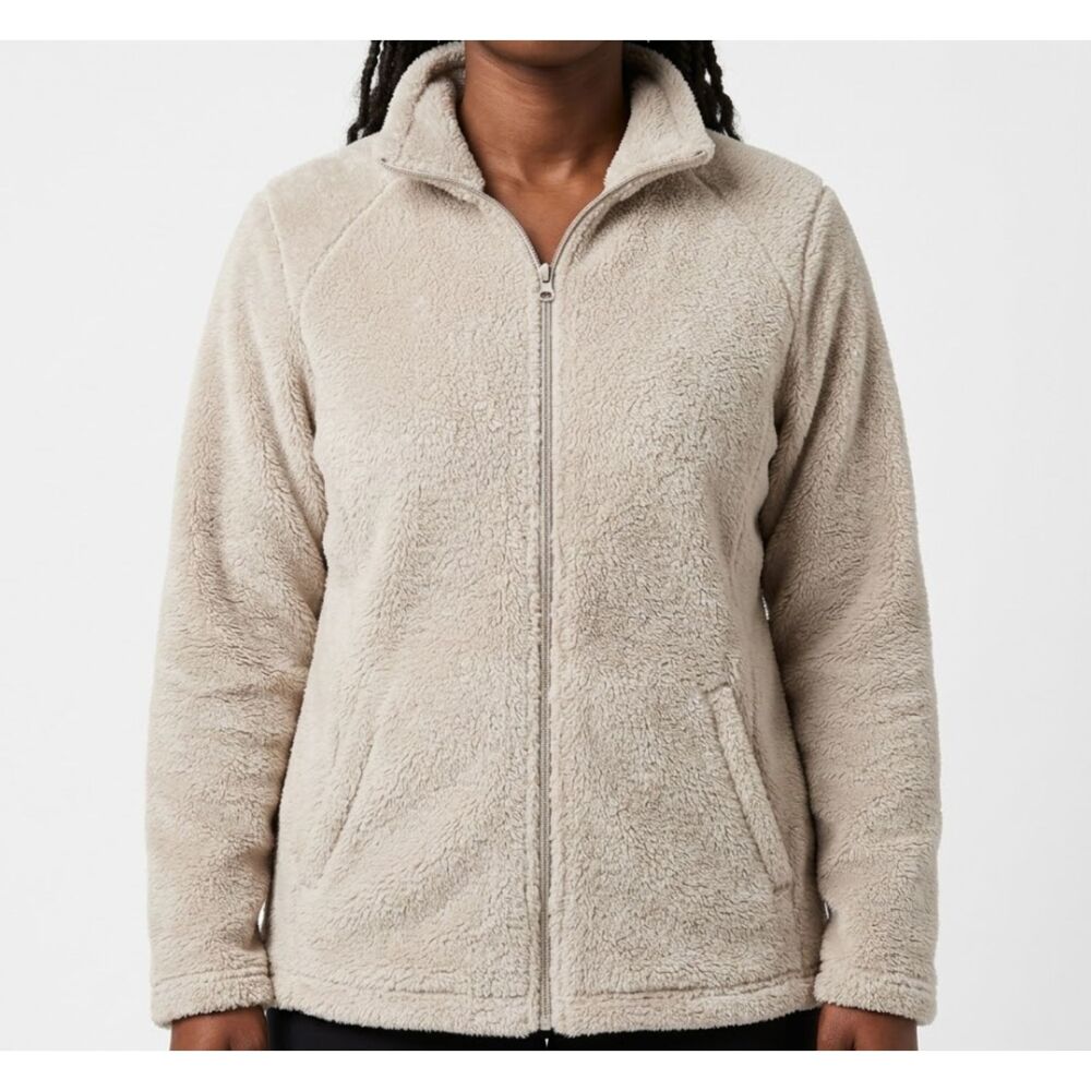 Torrid Sherpa Jacket Womens 00 M/L Beige Fuzzy Cozy Full Zip Soft